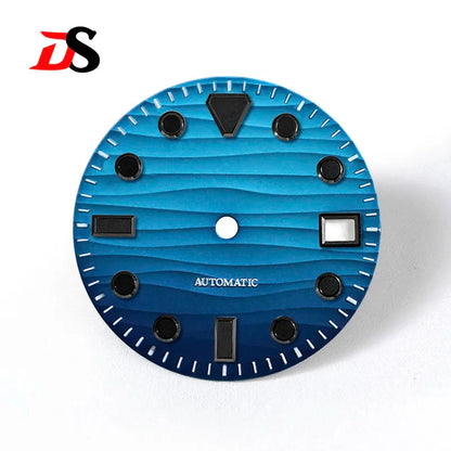 Sea Wave Dial 3.0 O'clock Date Black Lume Dark green glow NH35 28.5mm