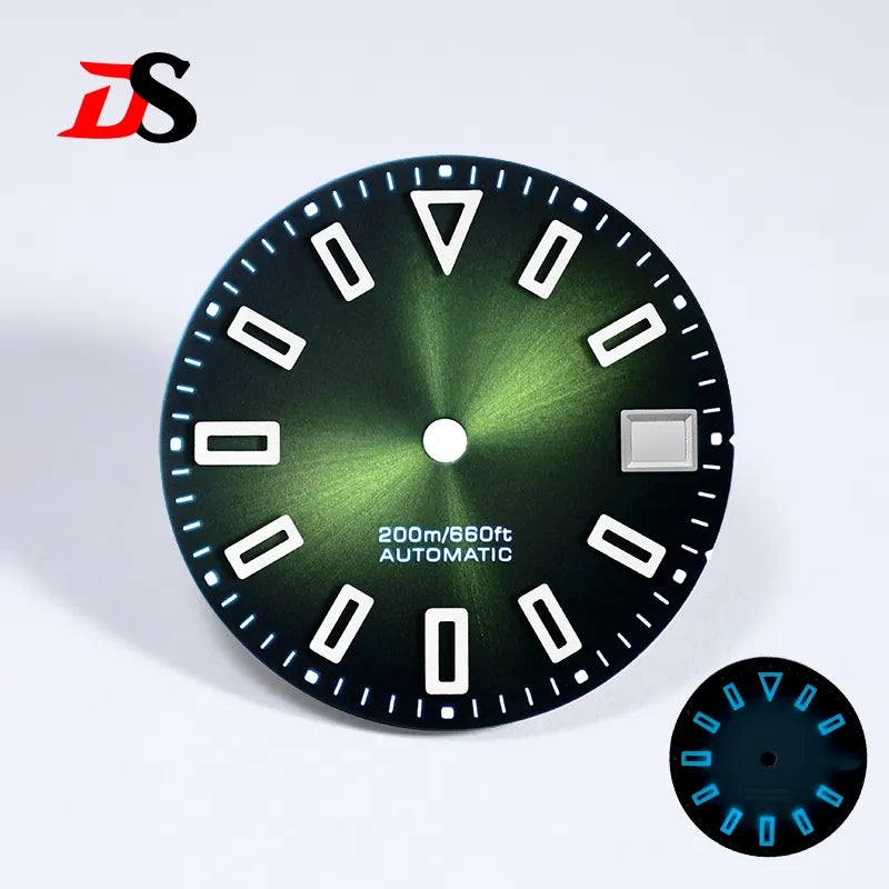 28.5mm Matte Dial Hollow Index BGW9 C3 Lume for NH35 Movement No Date SKX007