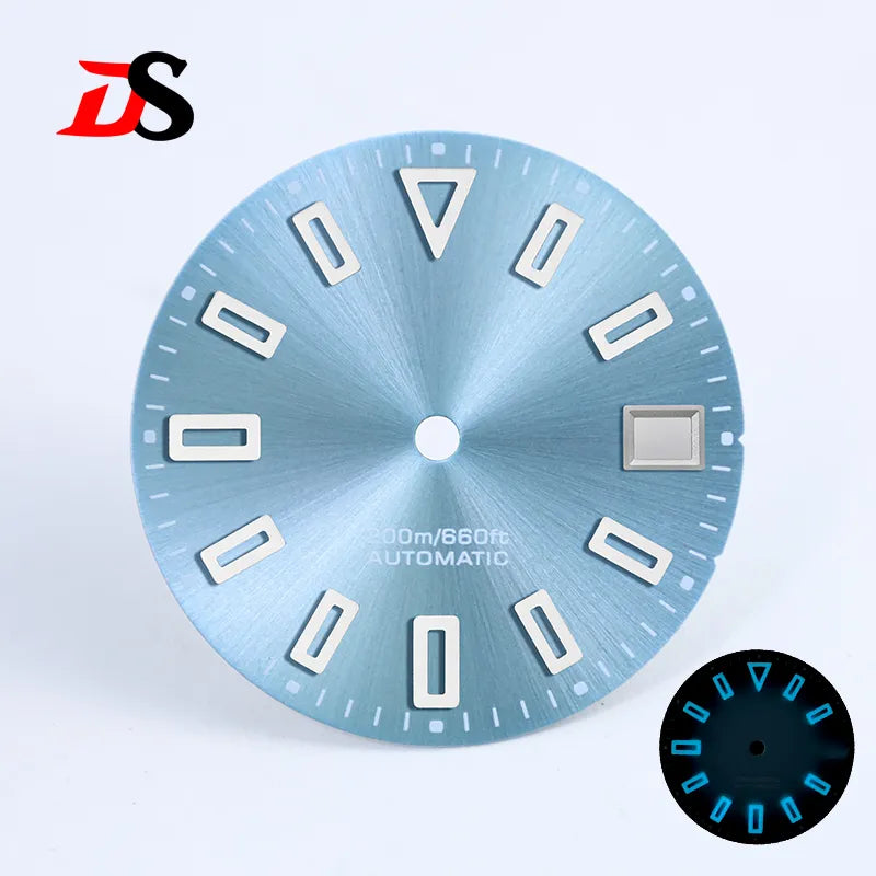 28.5mm Matte Dial Hollow Index Green Lume SKX007 for NH35 Movement