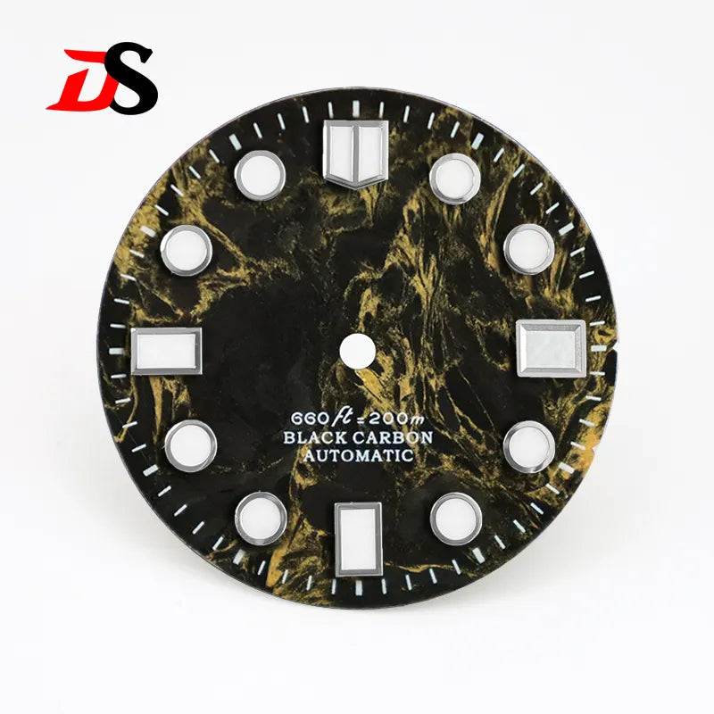 Rich Color Lava Texture Carbon Fiber Dial BGW9 C3 Lume for NH35 Movement 28.5mm Dial 3o'clock date