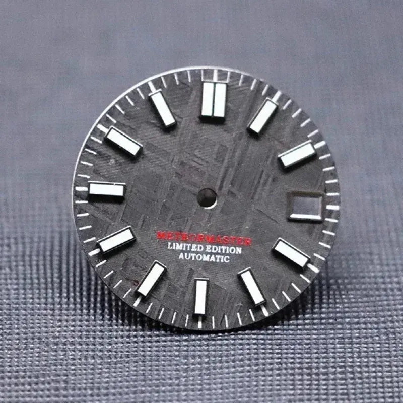 Black Meteorite Natural Blue-green Luminous Dial NH35NH36 28.5mm