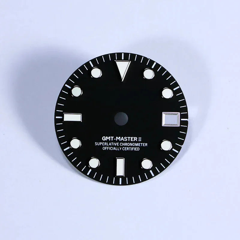 Matte Black Dial Blue Lume NH34 GMT Movement Mod 28.5mm