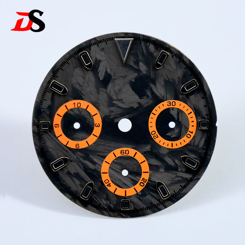 Carbon Fiber Dial Blue Lume for VK63 Movement 29.5mm Black Lume