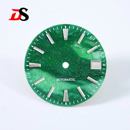African Jade 28.5mm Dial No Lume NH38 Movement NO Date Blue Lume Stone Dial