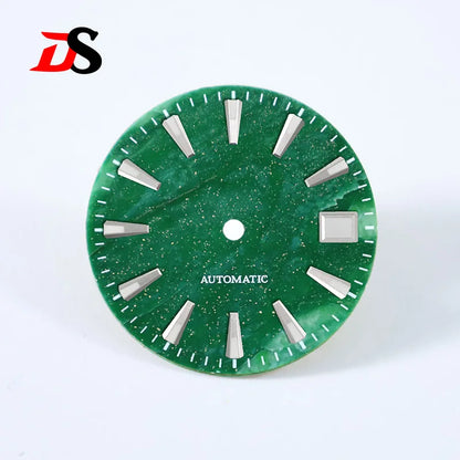 African Jade 28.5mm Dial No Lume NH38 Movement NO Date Blue Lume Stone Dial
