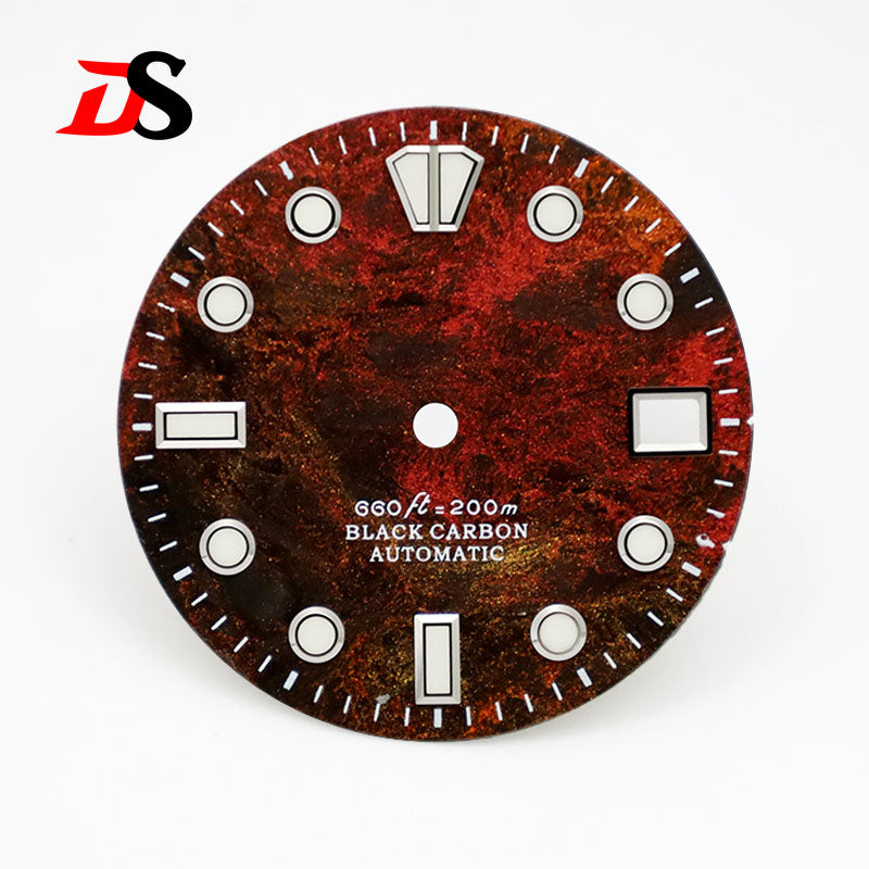 28.5mm Dial Rich Color LavaTexture Carbon Fiber Dial BGW9 Lume for NH35 Movement No Date/3o'clock Date