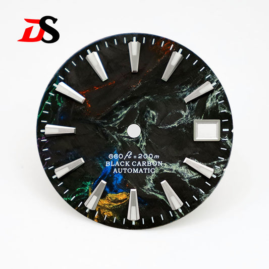 28.5mm Dial Rich Color Lava Texture Carbon Fiber Dial BGW9 C3 Lume for NH35 Movement 3o'clock date