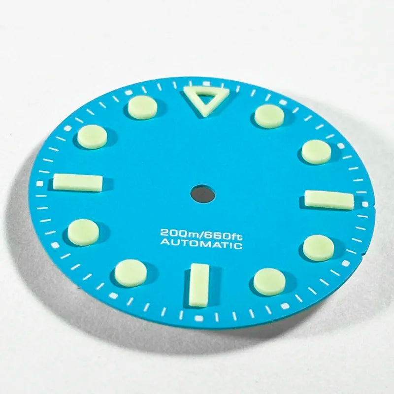 Matte Dial Hollow Index NH35 Dial 28.5mm Blue Lume for NH35 Movement 3 O'clock Date/no Date