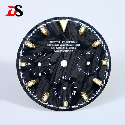 29.5mm Dial Carbon Fiber Blue Lume for VK63 Movement Black Lume