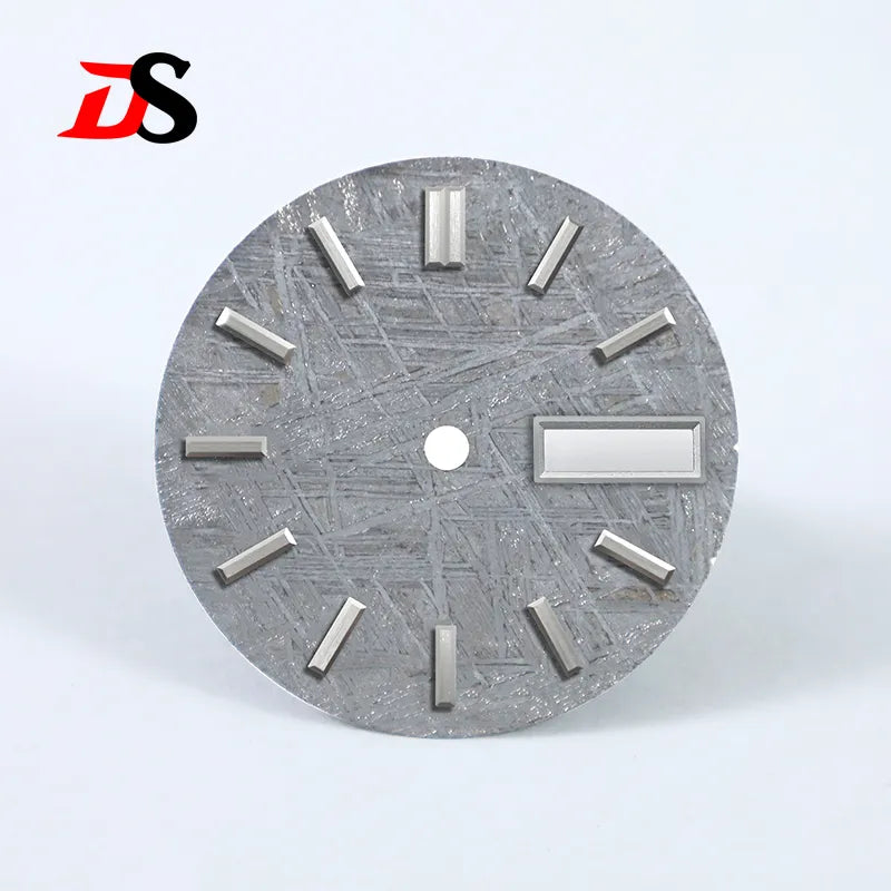 Natural 28.5mm Grey Meteorite Dial Day Date No Lume NH36 Movement No Tick Mark