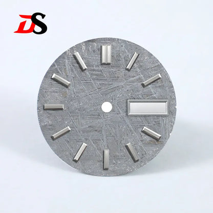 Natural 28.5mm Grey Meteorite Dial Day Date No Lume NH36 Movement No Tick Mark