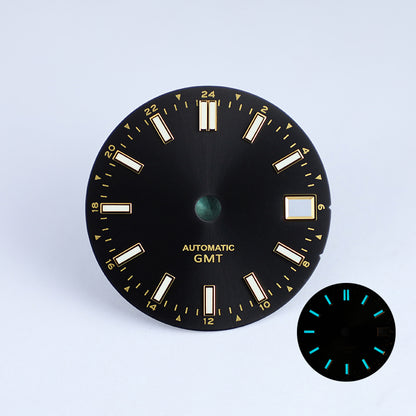 Sunburst date dial NH34 GMT blue lume