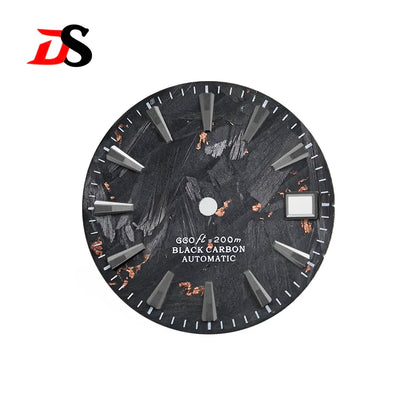 Black Carbon Fiber Dial 28.5mm NH35 Dial Black Black Lume Bar Index