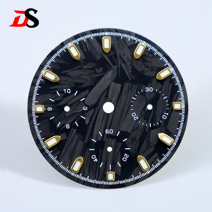 29.5mm Dial Carbon Fiber Dial Blue Lume for VK63 Movement Black Lume