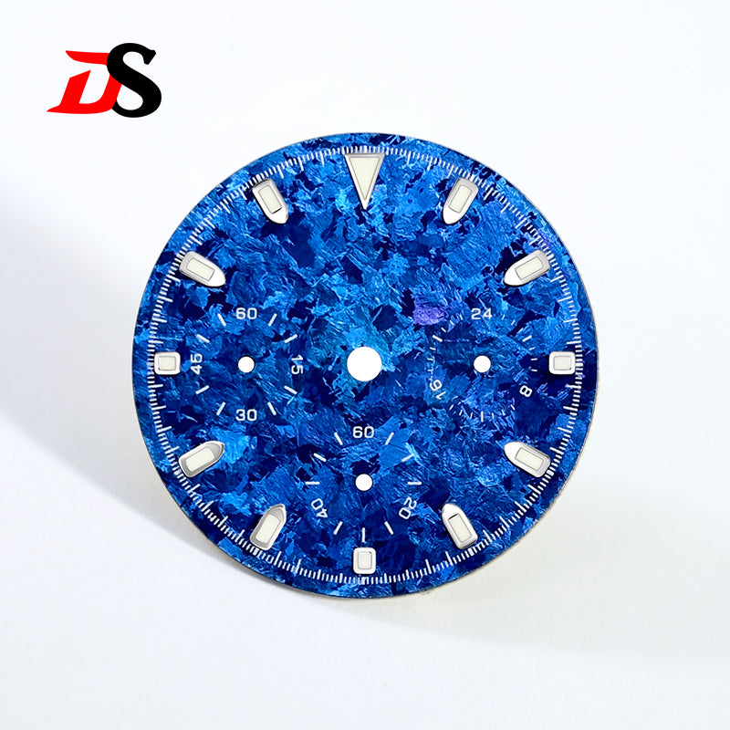 29.5mm Ice Crystal Titanium Dial Suitable for VK63 Movement Blue Lume Watch Accessories