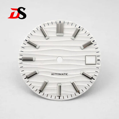 28.5mm Wave Dial No Lume NH35 Dial Blue Lume 3 O'clock/6 O'clock/no Date