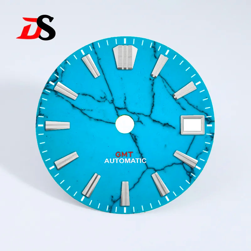 28.5mm Dial Natural Turquoise Dial NH34GMT Movement No Lume