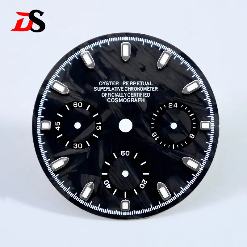 Carbon Fiber Dial Blue Lume for VK63 Movement Black Lume 29.5mm Dial