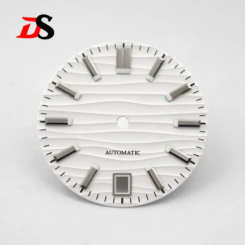 28.5mm Wave Dial No Lume NH35 Dial Blue Lume 3 O'clock/6 O'clock/no Date