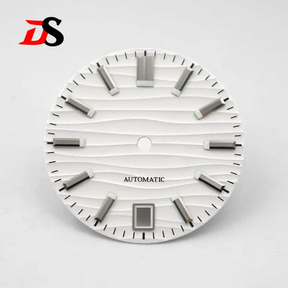 28.5mm Wave Dial No Lume NH35 Dial Blue Lume 3 O'clock/6 O'clock/no Date