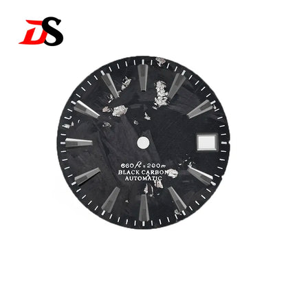 Black Carbon Fiber Dial 28.5mm NH35 Dial Black Black Lume Bar Index