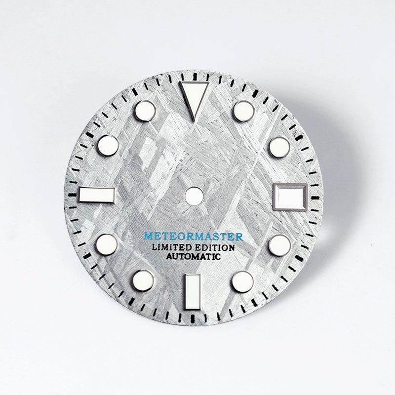 Natural Grey Meteorite Dial Blue Green Lume NH35NH36 28.5mm