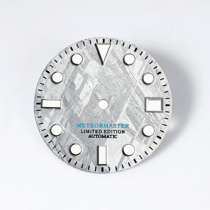 Natural Grey Meteorite Dial Blue Green Lume NH35NH36 28.5mm