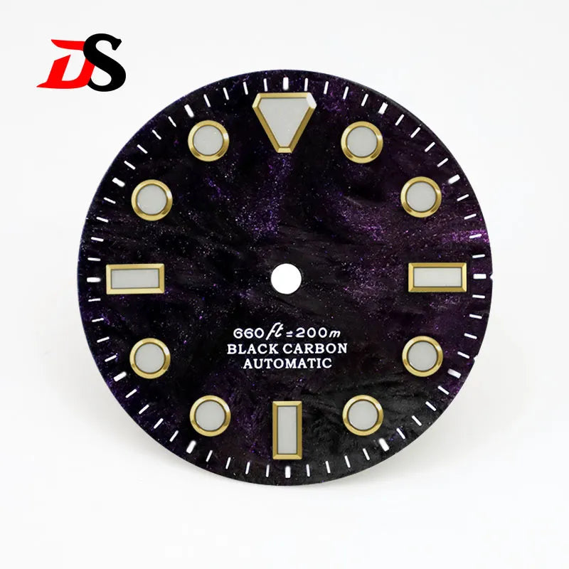 No Date Lava Texture Carbon Fiber Dial Rich Color Blue Lume for NH35 Movement 28.5mm