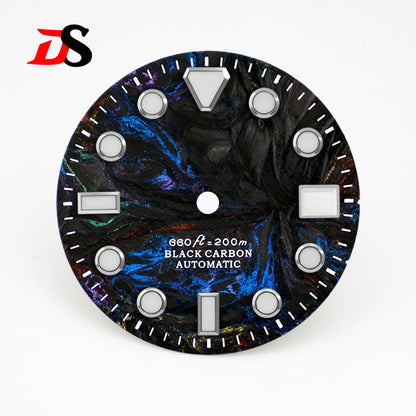 High Quality Rich Color Lava Carbon Fiber Dial Blue Lume 28.5MM Dial for NH35 Movement 3o'clock date