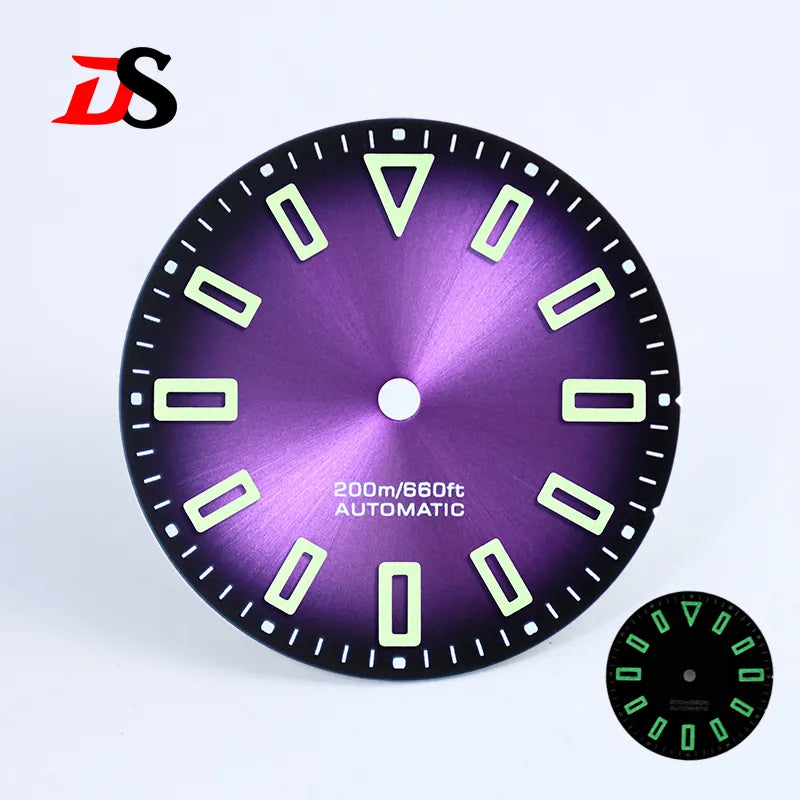 28.5mm Matte Dial Hollow Index Green Lume SKX007 for NH35 Movement