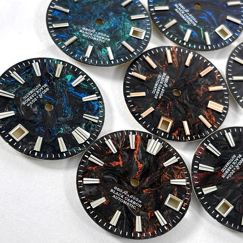 Cyan Lava Carbon Fiber No Lume NH35 NH38 Movement 28.5mm