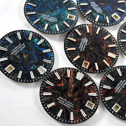 Cyan Lava Carbon Fiber No Lume NH35 NH38 Movement 28.5mm