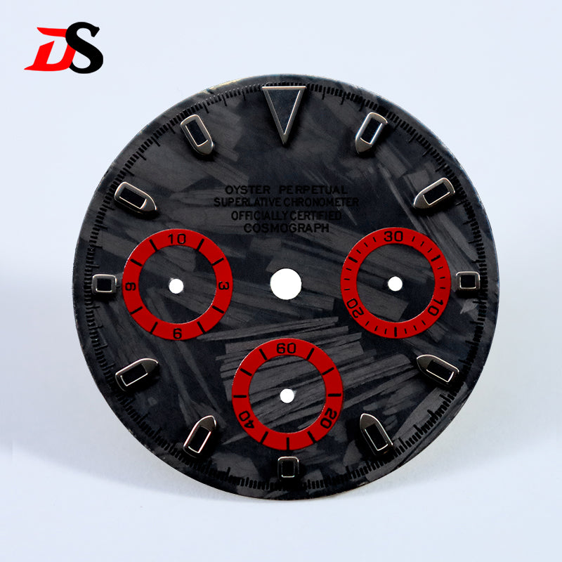 29.5mm Dial Carbon Fiber Blue Lume for VK63 Movement Black Lume