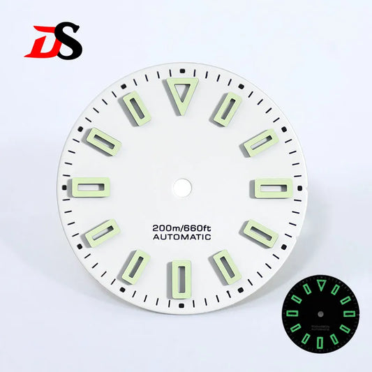 28.5mm Matte Dial Hollow Index Green Lume for NH35/ETA2824/MIYOTA 9015 Movement No Date