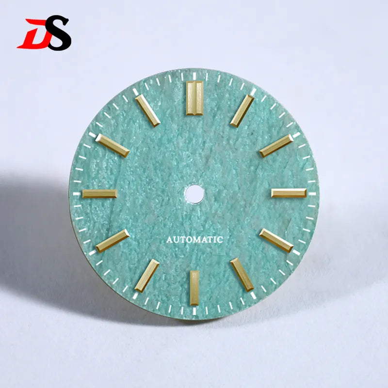 NH35 Dial Tianhe Jade 28.5mm White Tick Mark NH38 Movement Stone No Date Blue Lume/no Lume