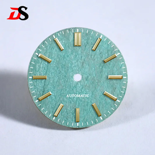 NH35 Dial Tianhe Jade 28.5mm White Tick Mark NH38 Movement Stone No Date Blue Lume/no Lume