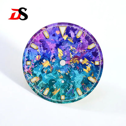 29.5mm Ice Crystal Titanium Dial for 4130 Movement Blue Lume Watch Accessories