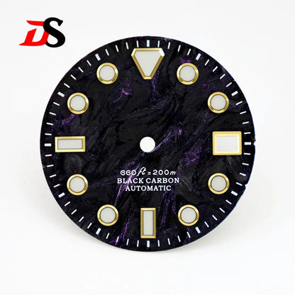 High Quality Rich Color Lava Carbon Fiber Dial Blue Lume 28.5MM Dial for NH35 Movement 3o'clock date