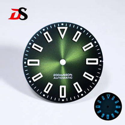 28.5mm Matte Dial Hollow Index BGW9 C3 Lume for NH35 Movement No Date SKX007