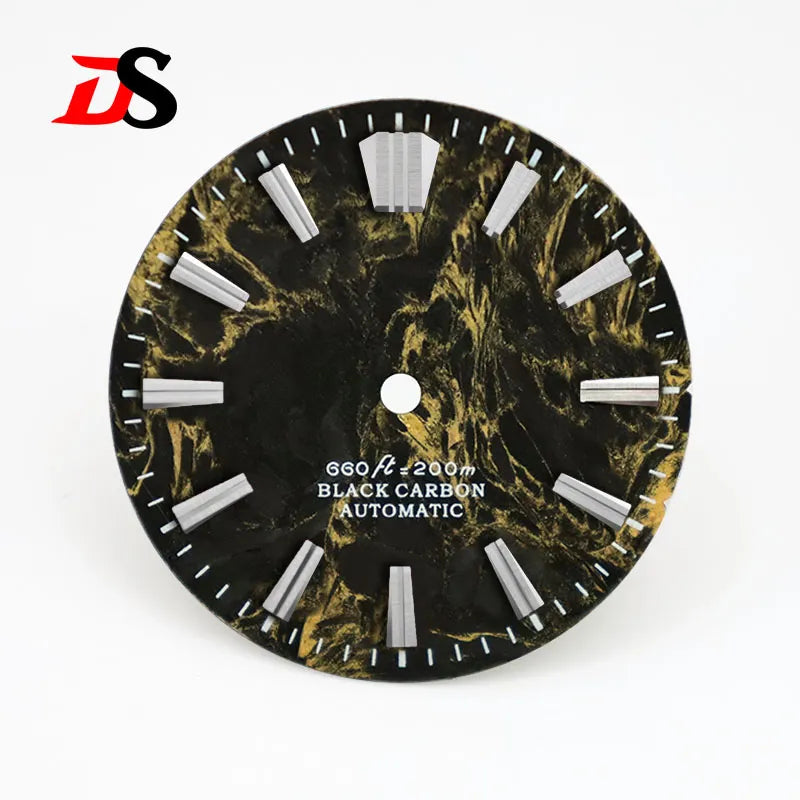28.5MM Lava Carbon Fiber Dial No Lume Rich Color for NH35NH36 Movement No Date/3o'clock Date