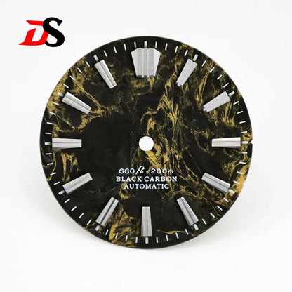 28.5MM Lava Carbon Fiber Dial No Lume Rich Color for NH35NH36 Movement No Date/3o'clock Date
