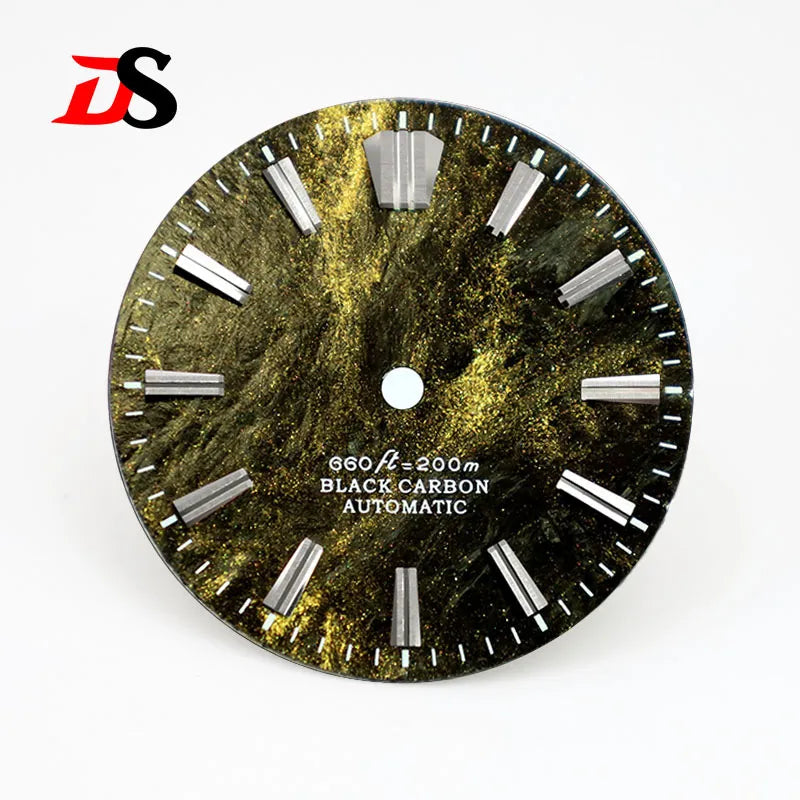 28.5MM Lava Carbon Fiber Dial No Lume Rich Color for NH35NH36 Movement No Date/3o'clock Date
