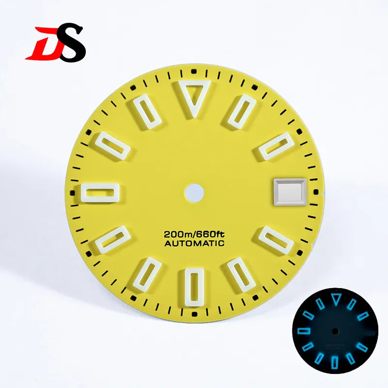 28.5mm Matte Dial Hollow Index Green Lume SKX007 for NH35 Movement