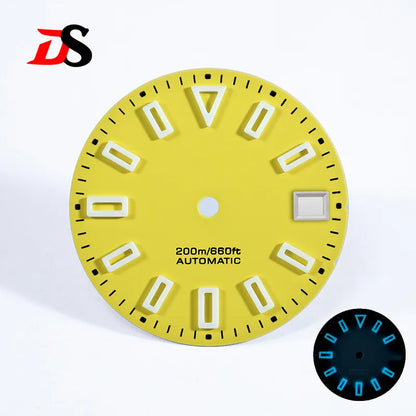 28.5mm Matte Dial Hollow Index Green Lume SKX007 for NH35 Movement