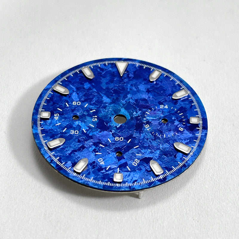 29.5mm Ice Crystal Titanium Dial Suitable for VK63 Movement Blue Lume Watch Accessories