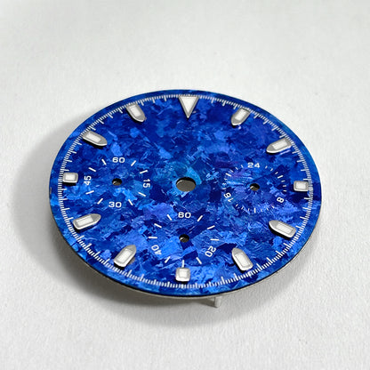 29.5mm Ice Crystal Titanium Dial Suitable for VK63 Movement Blue Lume Watch Accessories