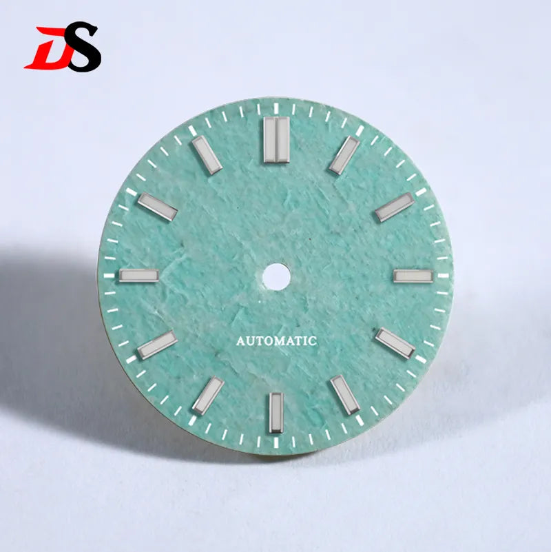 NH35 Dial Tianhe Jade 28.5mm White Tick Mark NH38 Movement Stone No Date Blue Lume/no Lume