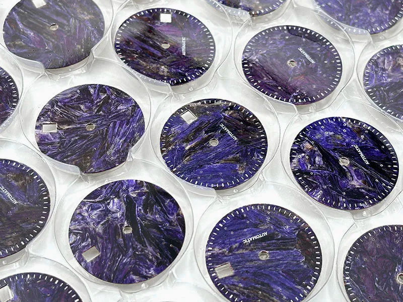 28.5mm Dial Purple Dragon Crystal Natural Purple Stone No Lume NH38 Movement 3 O'clock Date/No Date