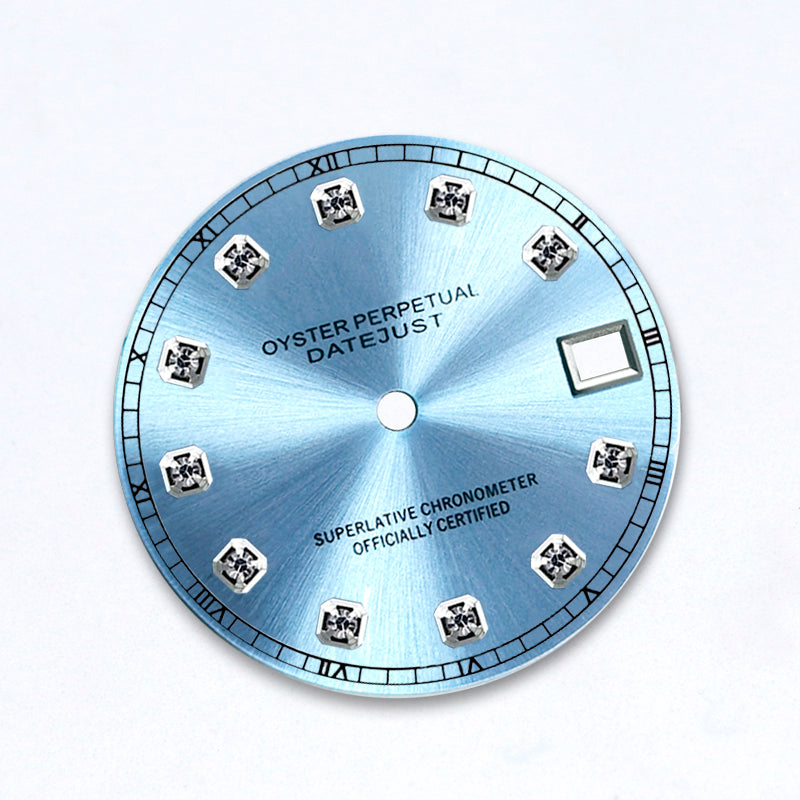 Diamond Index Dial Sunburst Ice Blue NH35 No Lume Roman numeral