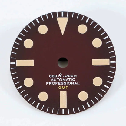 28.5mm GMT Retro Dial NH34A Movement Modified Velvet Black and Green Lume NH34 Modified Dial